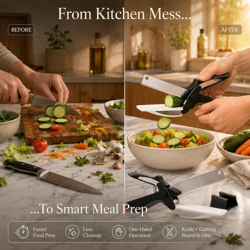 2-in-1 Clever Cutter - Kitchen Knife & Cutting Board